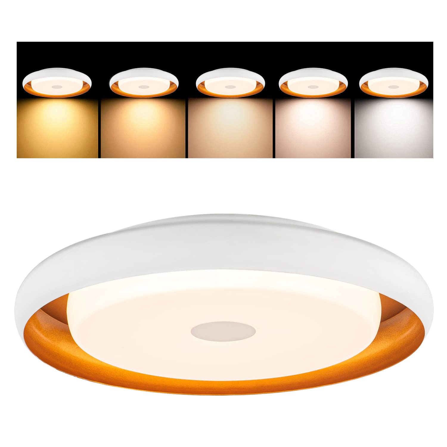 Photo 1 of Ledshaoyue LED Semi Flush Mount Ceiling Light, 13 Inch 25W Modern Ceiling Light Fixtures, 5CCT 2700K/3000K/3500K/4000K/5000K Adjustable, Dimmable Flush Mount Light Fixture for Bedroom Hallway, White