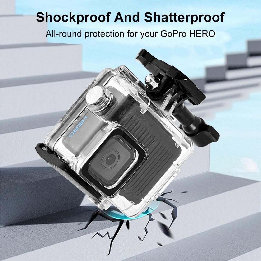 Custodia impermeabile Go Pro HERO, custodia protettiva per immersioni PULUZ 60 m, con fibbia, supporto base e vite HERO 4K versione 2024