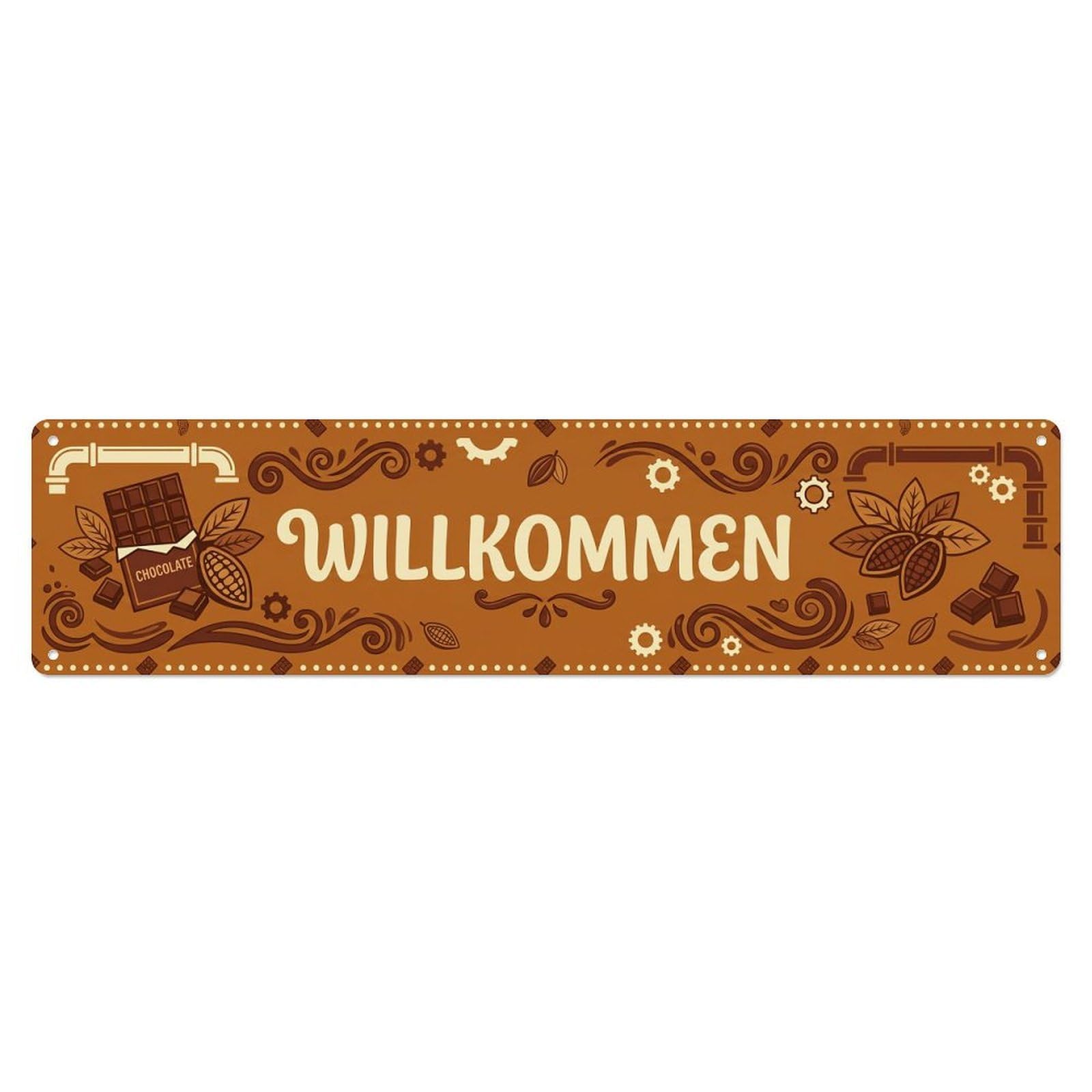 Caramel Brown Chocolate Factory Shop Welcome 1 Metal Tin Sign Plaque Wall Decor for Cafe, Club Bar, Office, Home Garden Metal Poster 4x16Inch
