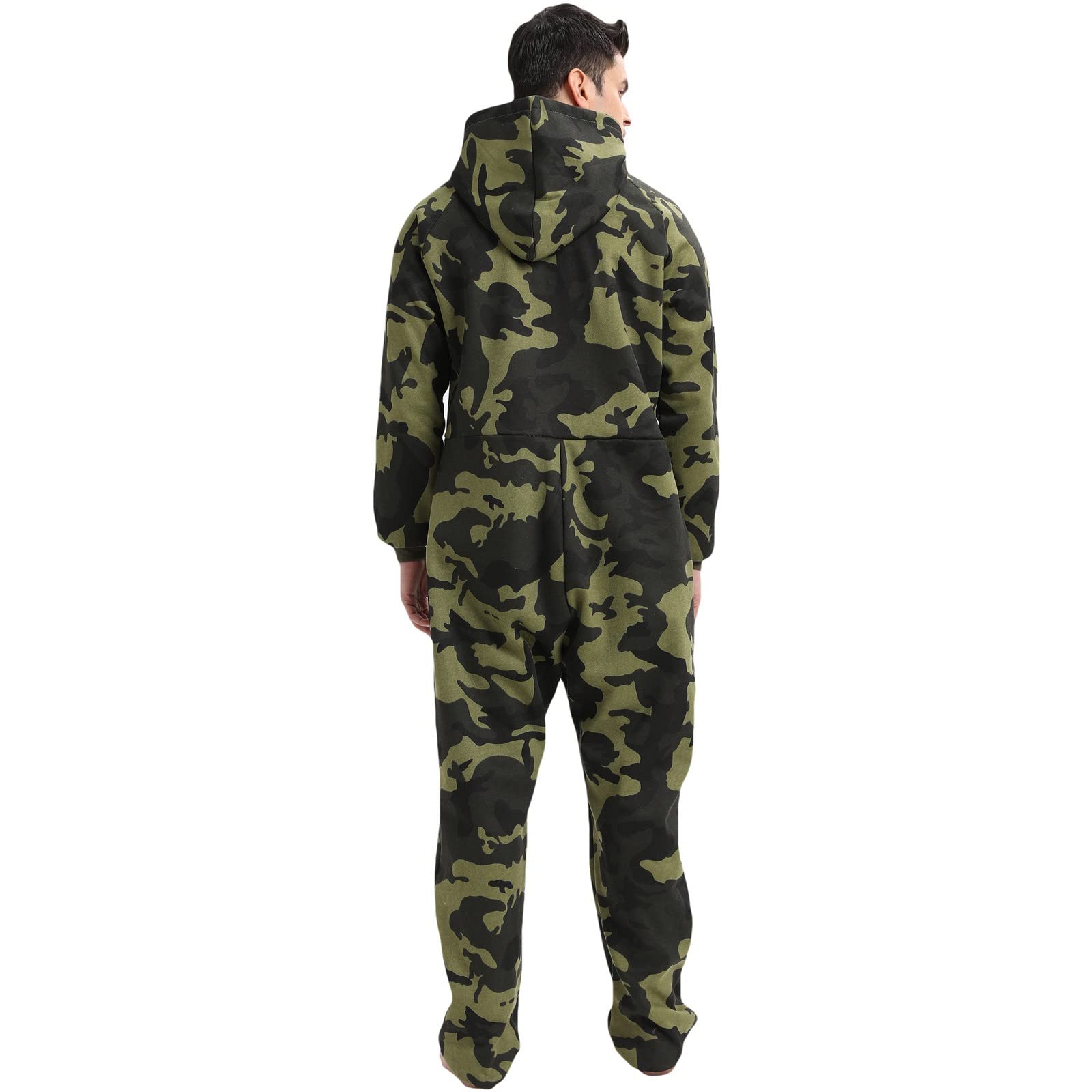 XIUH Jumpsuit Herren Fleece Einteiler Onesie Schlafanzug Kuschelig Einteiler SchlafanzüGe Mit Kapuze Hausanzug Kapuze Reißverschluss Einteiler Onesie Schlafanzug Overall Lang Pyjama Hausanzug