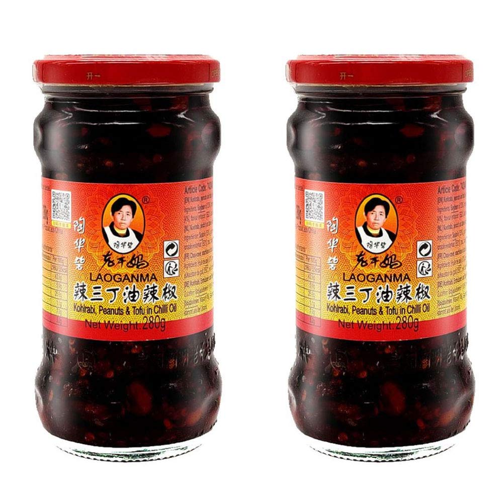 Laoganma Kohlrabi, Peanuts & Tofu in Chilli Oil 280g (pack of 2)