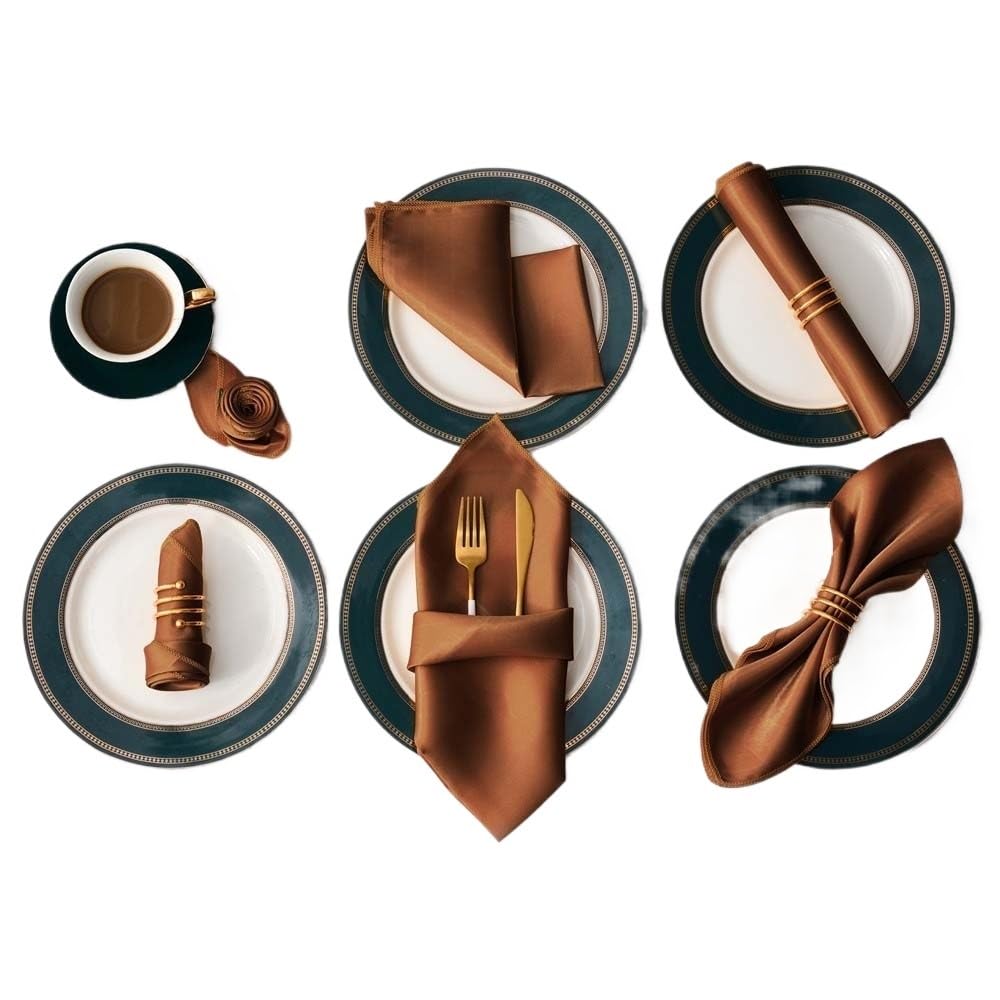 Cloth Dinner Table Napkins, Ester Dinner Napkins 12Pcs 30x30cm Multicolor Satin Table(12pcs Chocolates)