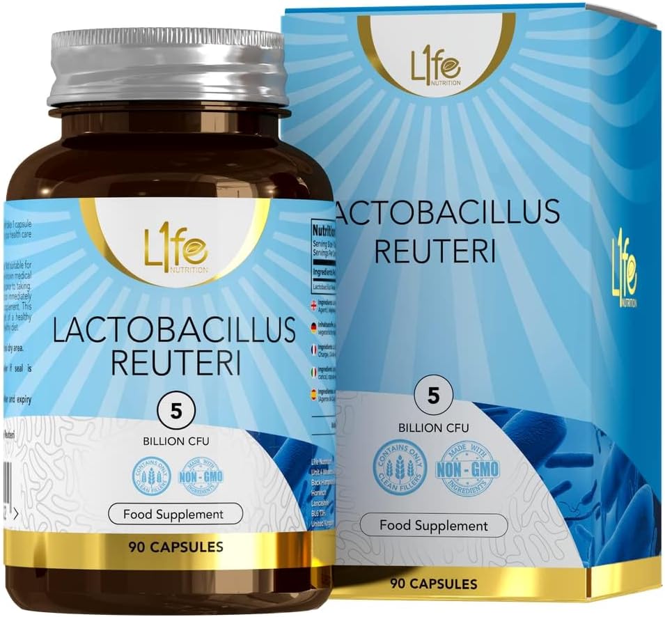 LN L Reuteri | 90 Lactobacillus Reuteri Probiotic Capsules - 5 Billion CFU L-Reuteri per Serving | High Strength L-Reuteri Supplement | Non-GMO, Gluten & Allergen Free | Made in The UK