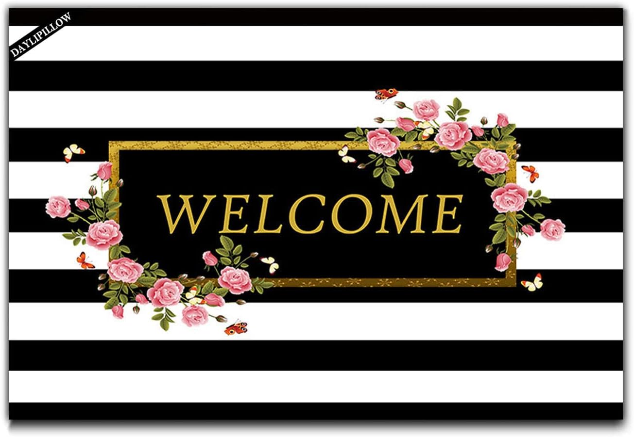 Good Vibes Only Welcome Doormat Entrance Floor Mat Rug Indoor Front Door Bathroom Kitchen and Living Room Bedroom Mats 23.6" x 15.7"