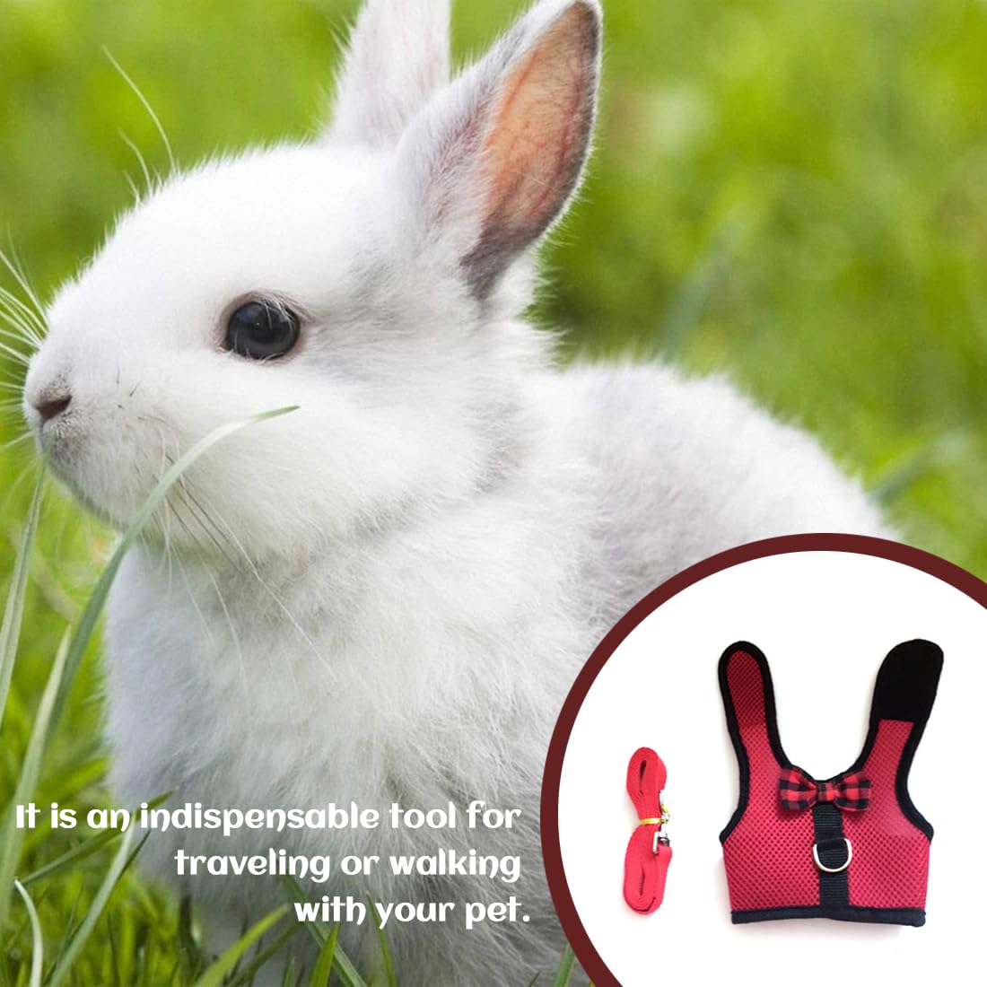 GXGM Confortevole Imbracatura per Coniglio con Elastico Guinzaglio Pettorina Morbido Traspirante per Criceti Ratto Riccio Topo Animali Piccoli