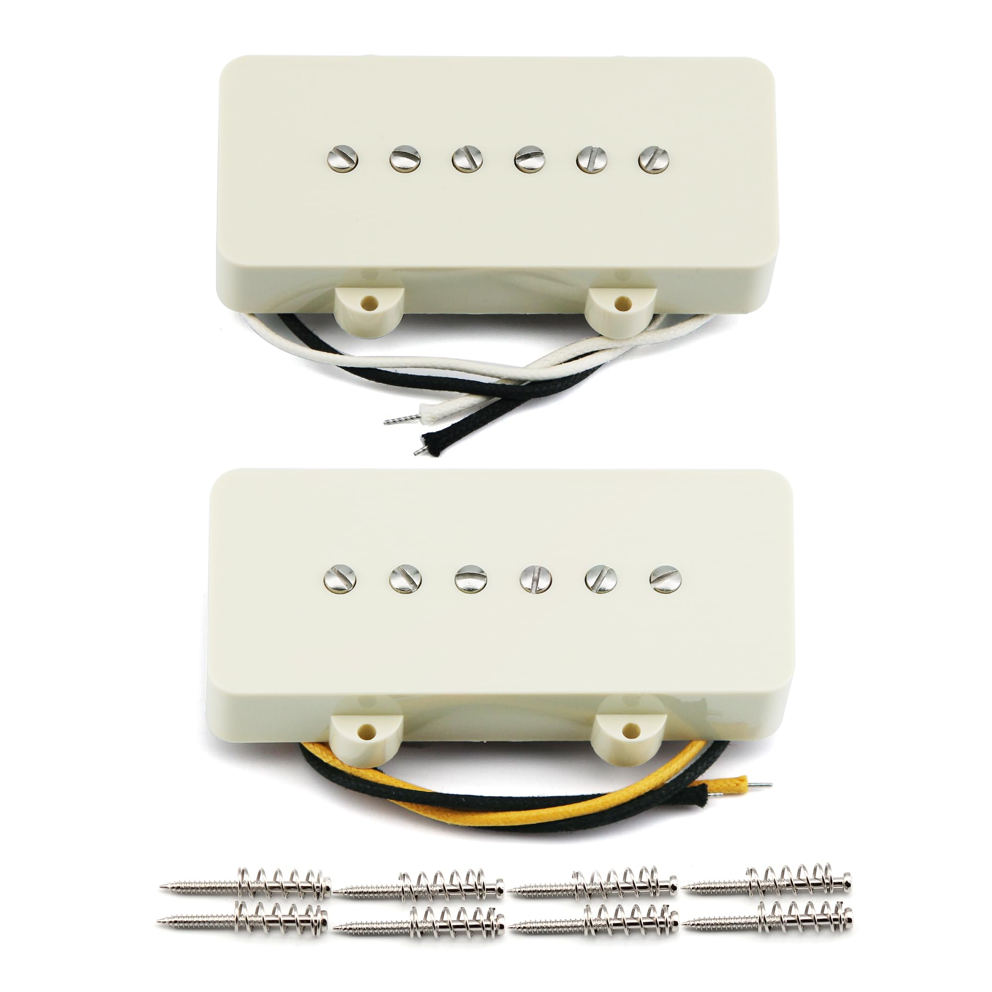 FLEOR Alnico 5 Single Coil Neck + Bridge Pickups Set für FD JM Vintage Style Gitarre, Vintage White