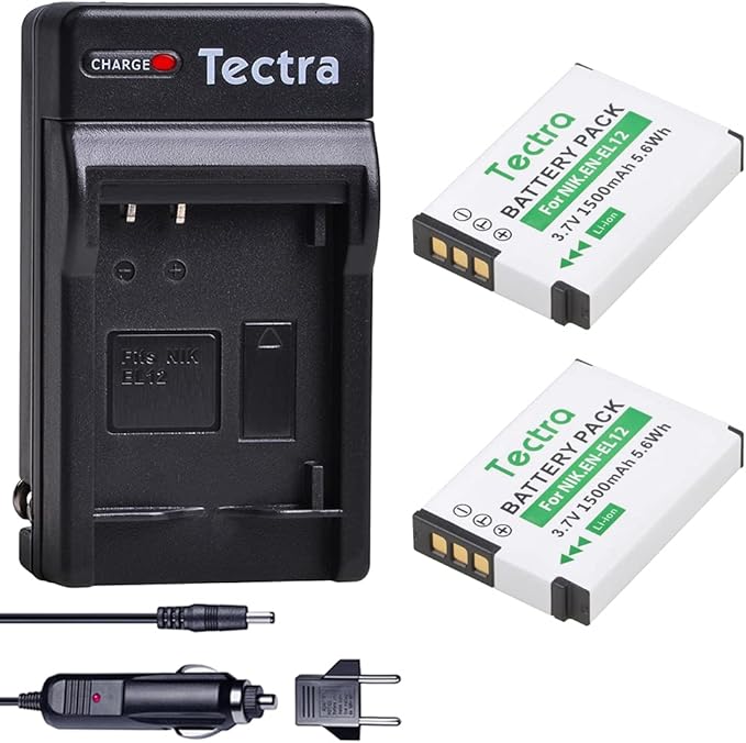 Tectra 2X ENEL12 ENEL12 Battery + Charger Kits for Nikon