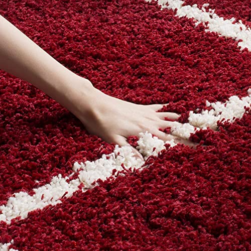 Image of Handwoven Microfibre 3D Rug for Living Room (Red & Ivory, 6 X 6 Feet (Round), Microfibre)