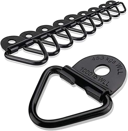 Miniatura 1 de Paquete de 10 anclajes de amarre de carga, anillo en V de acero negro, para remolques, camiones y almacenes