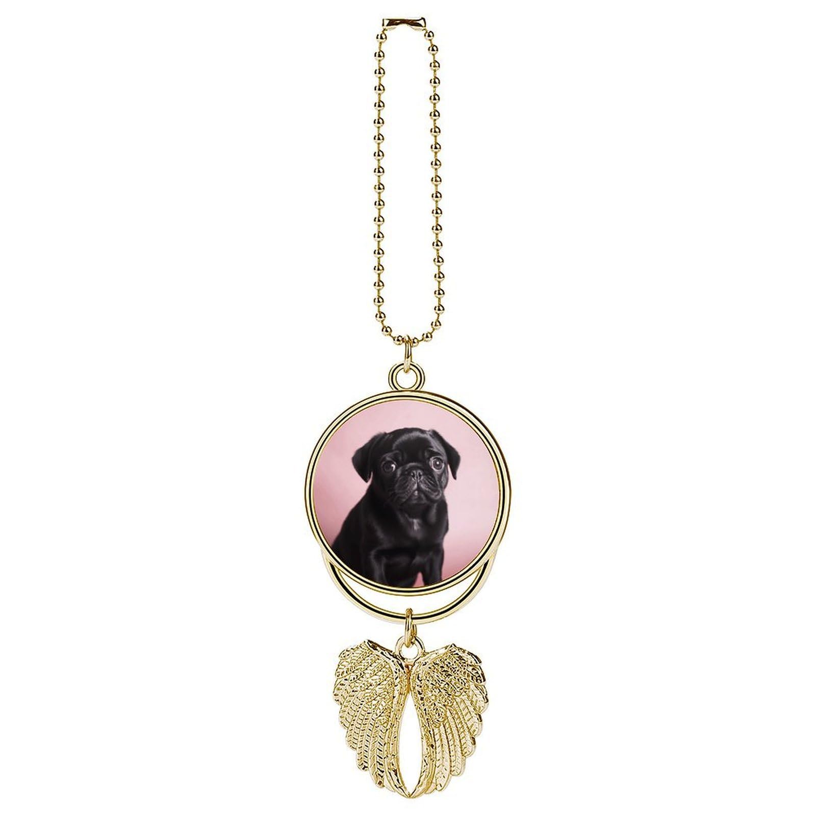 Cute Black Pug Car Pendant Rear View Mirror Hanging Ornament Auto Metal Charm for Aesthetic Interior Decor. Lucky Car Accessories Cute Funny Hanging Decor for Car Truck