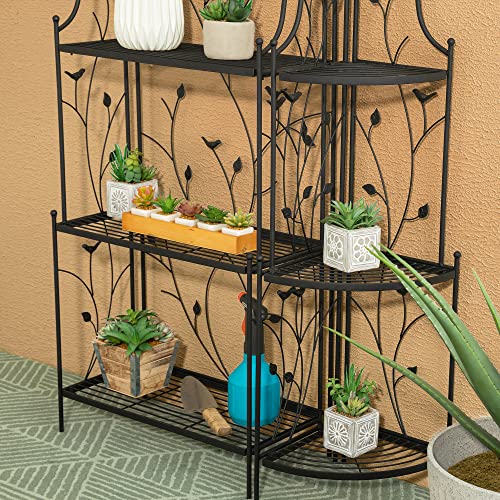 Glitzhome Plant Stand Metal Rack 3 Tier Flower Pot Organizer Multiple Holder Shelf For Indoor Outdoor Garden, Black #TOP7