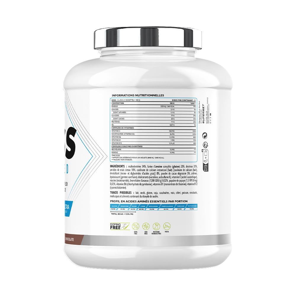 Superset Nutrition | Programme Prise De Masse Expert - Mass Advanced 2,5kg Chocolat - Créatine Hardcore Orange - Bcaa Xtreme - Xenatest Hardcore