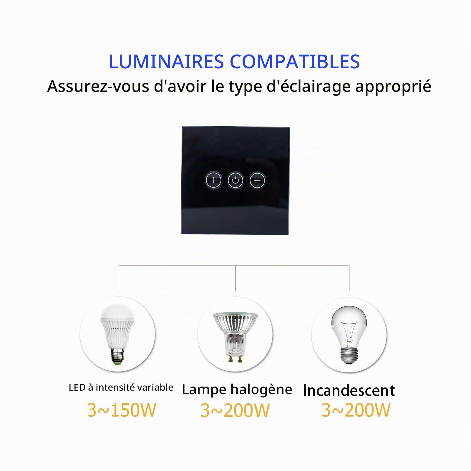 Zigbee – Variateur d'intensité tactile, sans fil neutre, télécommande d'éclairage intelligente compatible avec les concentrateurs Zigbee standard, SmartThings, Hubitat, Echo, | LED et halogène