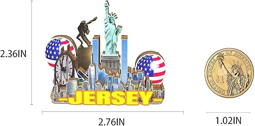 Miniatura 3 de Imán de la ciudad de Jersey de los Estados Unidos imán de madera 3D hitos de viaje coleccionables recuerdos decoración hecha a mano