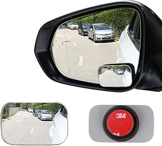 LivTee Blind Spot Mirror, Rectangle Shaped HD Glass Frameless Convex Rear View Mirror with Wide Angle Adjustable Stick for Cars SUV and Trucks, Pack of 2