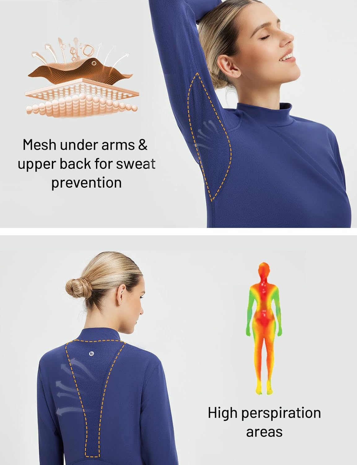 baleaf Thermal Shirts for Women Long Sleeve Turtleneck Tops Fleece Lined Base Layer with Thumb Hole Cold Weather Winter Gear - Image 2