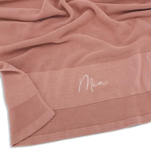 Personalized Name Blanket - Embroidered Design (Blush, Stroller 30"x40")