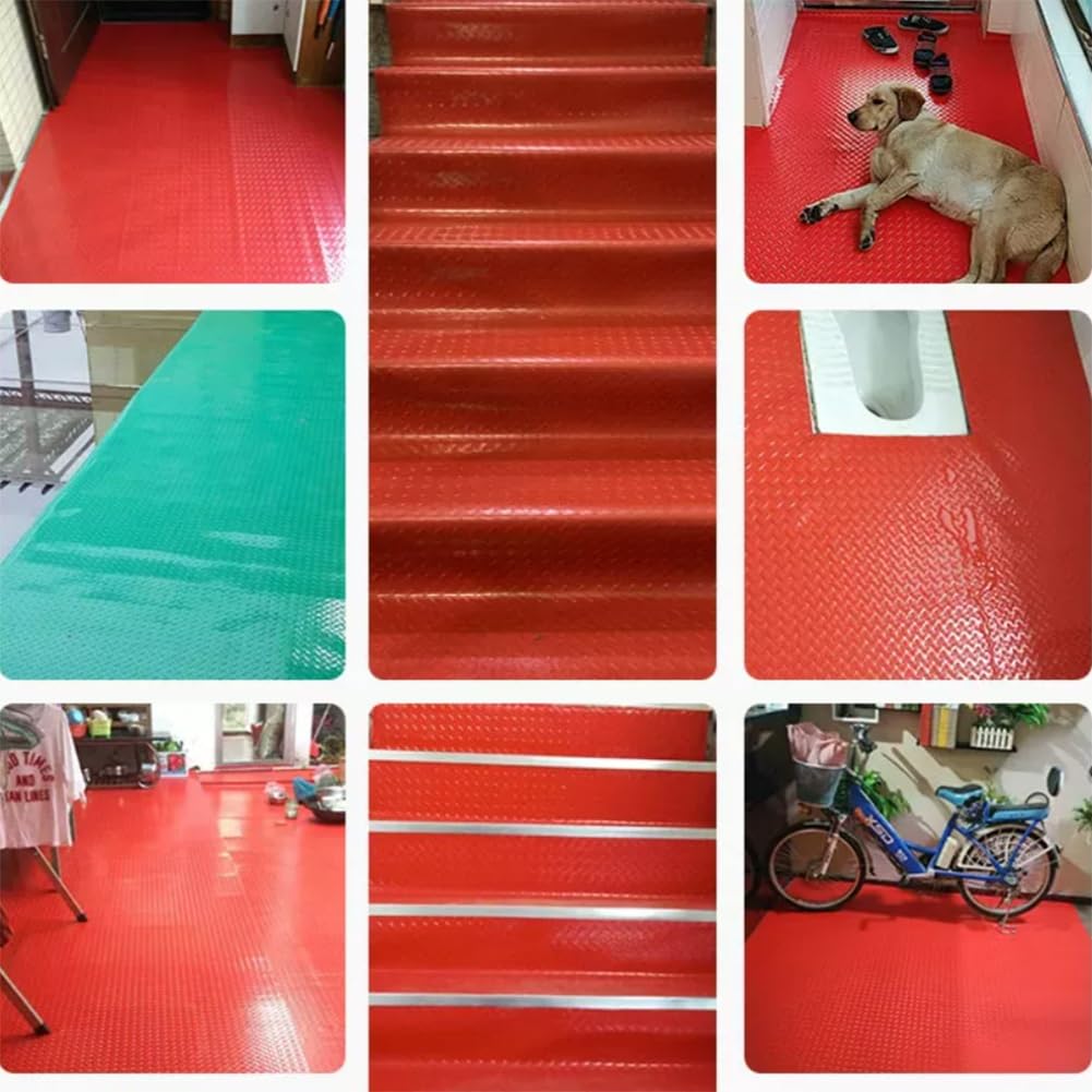 Alfombra de Goma Antideslizante Industria, Rollos de Revestimiento de Caucho de Alta Resistencia Espesor 1.5mm 3mm 5mm - Fácil de Cortar, Aislante y Antiestático(Green 5mm,W 0.7 x L 1 M)