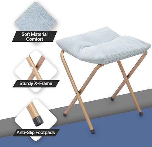 Miniatura 12 de Juego de 2 sillas plegables de luna de gran tamaño, sillas redondas grandes de piel sintética, juego de 2 con reposapiés plegable para adolescentes
