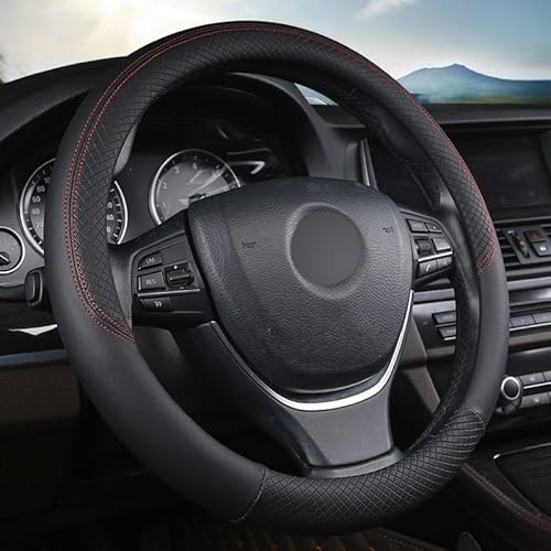 WINVOX Couvre Volant Housse de Volant de Voiture en Cuir pour VW T4 T5 T6 pour Multivan pour Caravelle Accessoires d'intérieur Automobile Housse Volant Voiture (Couleur : Black1)