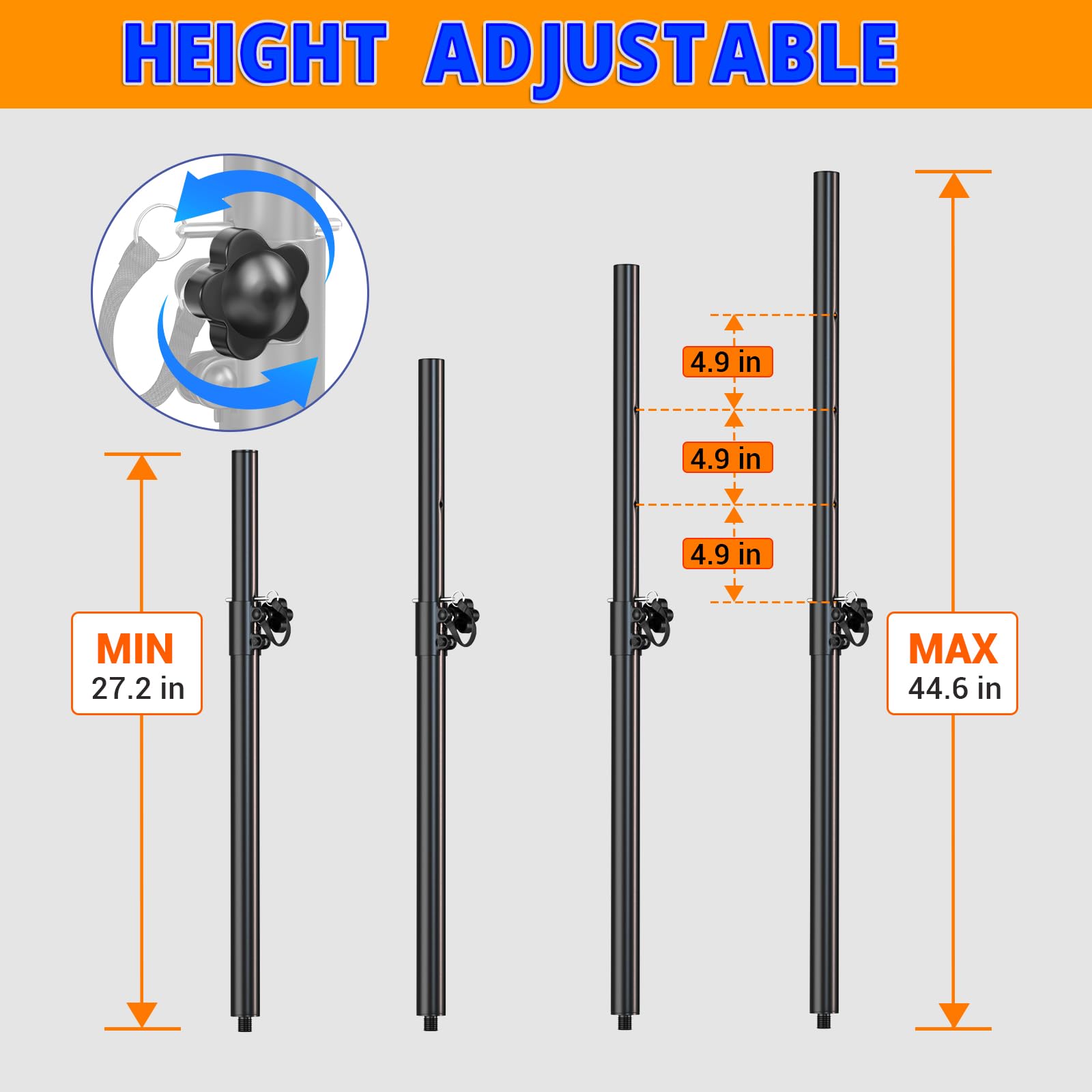 Adattatore Per Supporto Altoparlante Howonder – Filettatura M20, In Ferro, 105x30mm (2 Pezzi Neri)