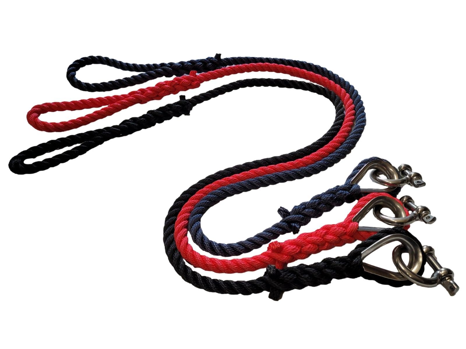 12mm Mooring Strop SoftLine Polypropylene Floating Rope Stainless Steel Hardware Yacht Boat Warp Choose Colour Length (Black, 1.5 Metre)
