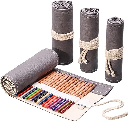 Miniatura 28 de DIYOMR Funda enrollable para lápices de 24/36/72 ranuras, lápices de colores para artistas, bolsa enrollable para lápices de dibujo, pinceles