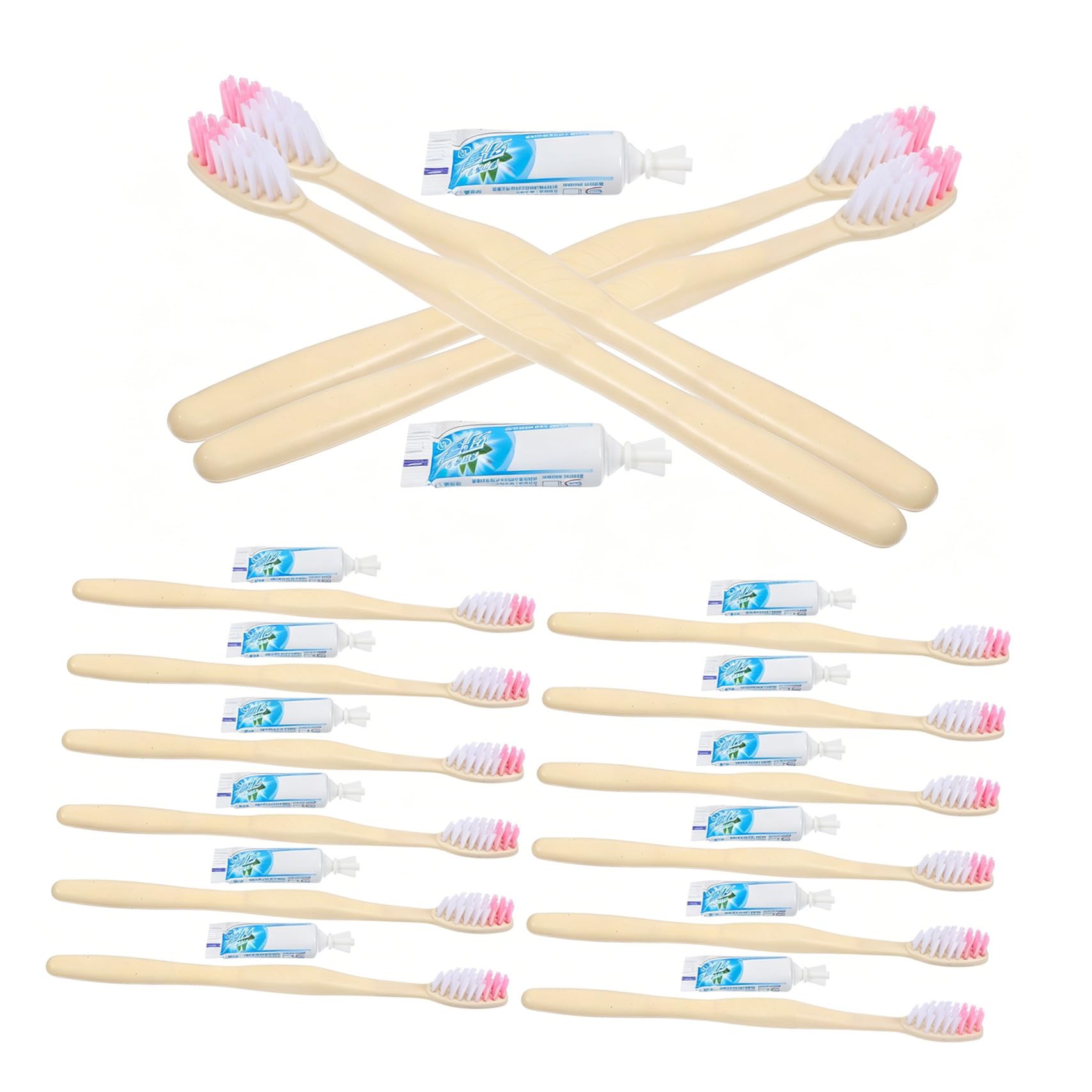 Set Spazzolino e Dentifricio Monouso 100 Pezzi Plastica Viaggio | Confezionati Singolarmente, Uso Pratico in Trip, Accessorio da Hotel, Formato Compatto per Spostamenti Stile Casuale