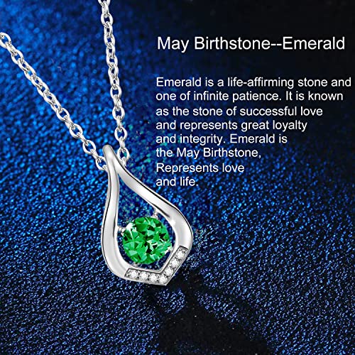 Kimievol Necklaces For Women Emerald May Birthstone Necklace Sterling Silver Infinity Pendant Anniversary Birthday Christmas Jewelry Gifts For Women #TOP2