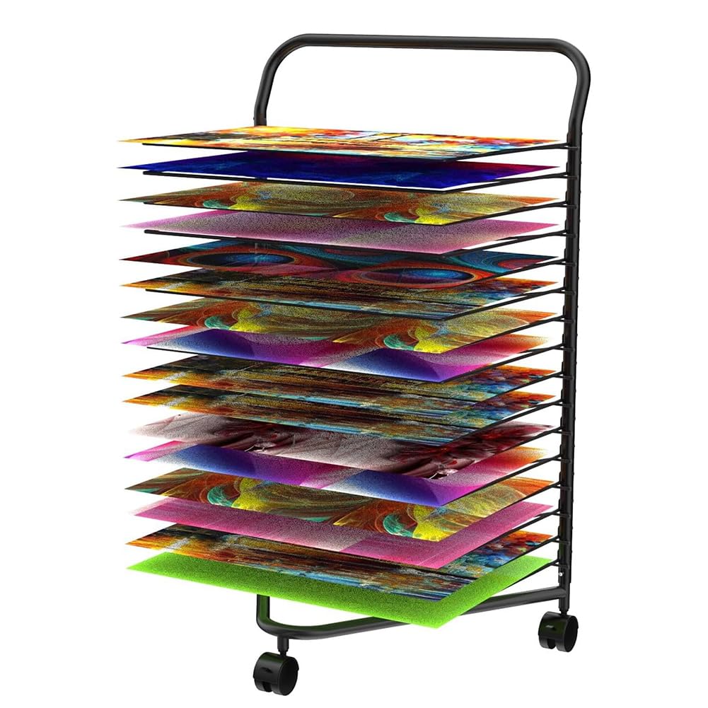 JYHHGDS Art Drying Rack for Classrooms and Art Studios, with 16 Removable Shelves, Rolling Art Storage Organizer with Wheels, Art Storage & Painting Drying Rack for Art