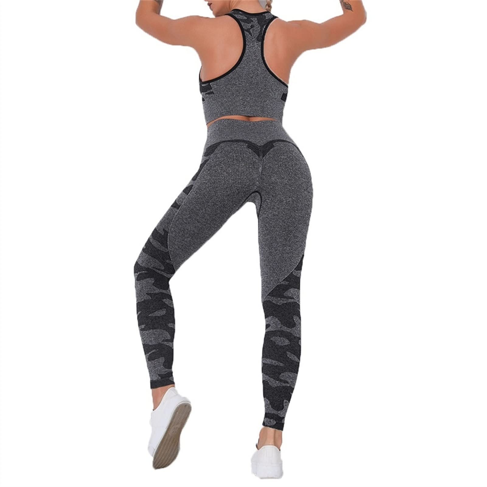 Damskie dresy treningowe do jogi, strój dla kobiet, zestaw 2 sztuki, nakładka do jogi Scrunch tłok, gimnastyka, legginsy bez ramion, sportowy biustonosz z rękawami crop Top Yoga Fitness dres treningowy 2 sztuki