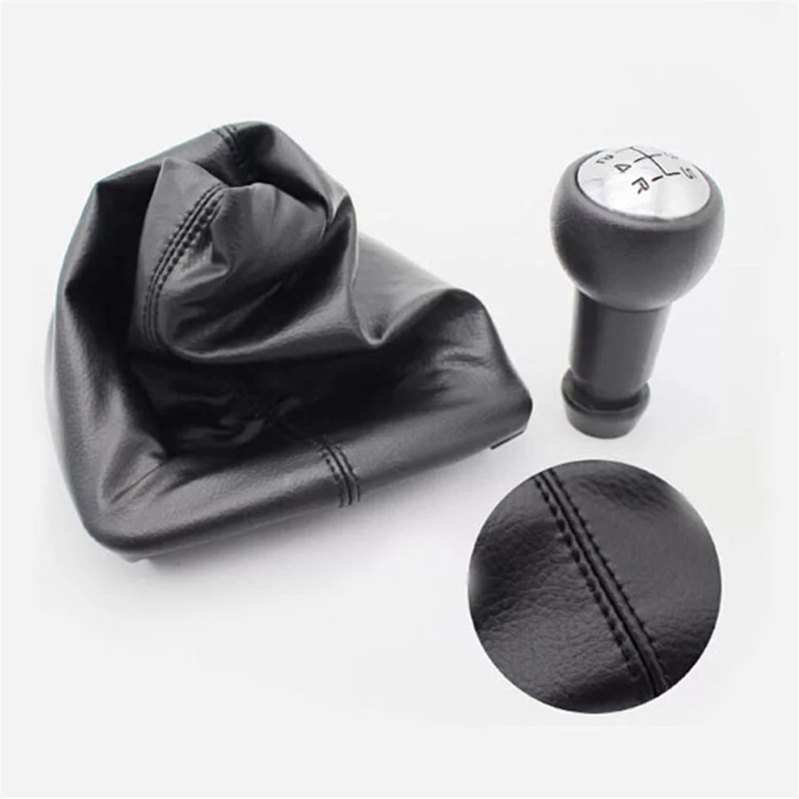 Pommeau De Levier De Vitesse En Cuir Noir 5 Vitesses Avec Soufflet Pour Peugeot 207 307 406 (1996–2013