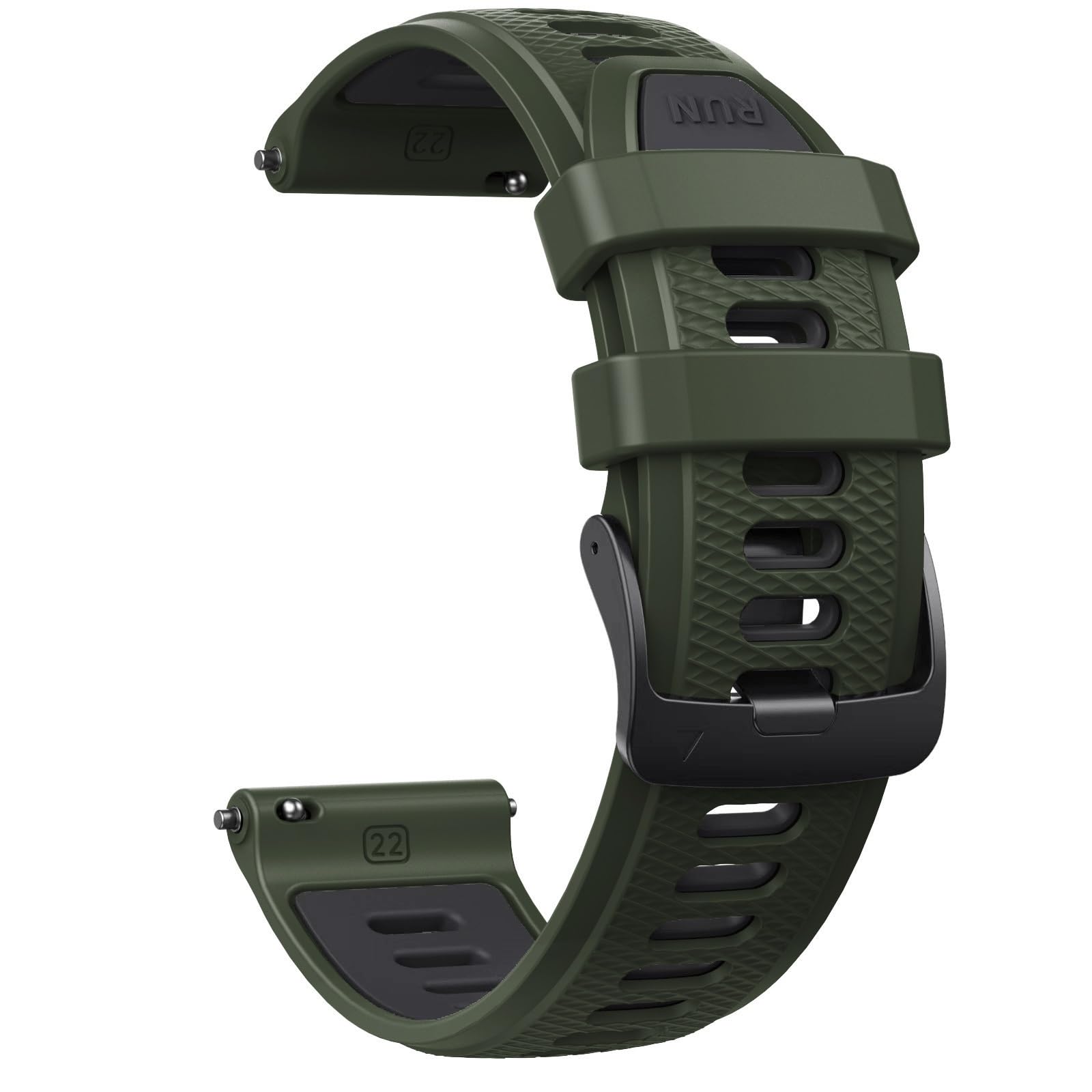 HABITZ Pasek 22 mm kompatybilny for opaską Garmin Forerunner 265 255 do paska Suunto 9 Peak/Huawei GT2 kompatybilny for opaską Samsung Galaxy Watch 3 (Color : Army Green Black)