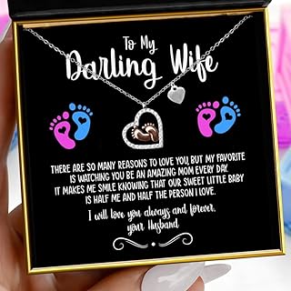 To My Darling Wife, An Amazing Mom - Baby Feet Necklace Gift Set, Newborn Essentials Gifts for New Mom, Baby Shower Gifts, Pregnancy Gifts for First Time Moms, Baby Registry Search, Mom to Be Gift, Gifts for New Mothers