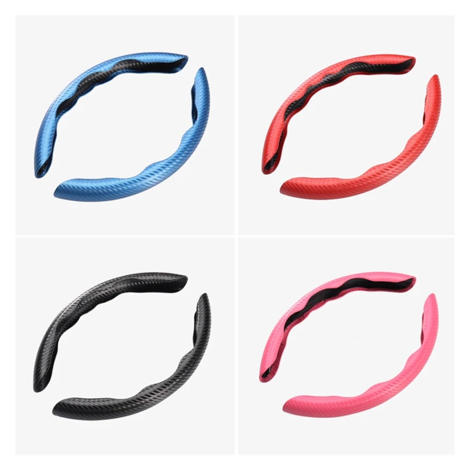 Volante Cover Per universale antiscivolo 2 metà coprivolante per auto copertura in silicone in fibra di carbonio accessori antiscivolo Coprivolanti Auto (Colore : Bianco)