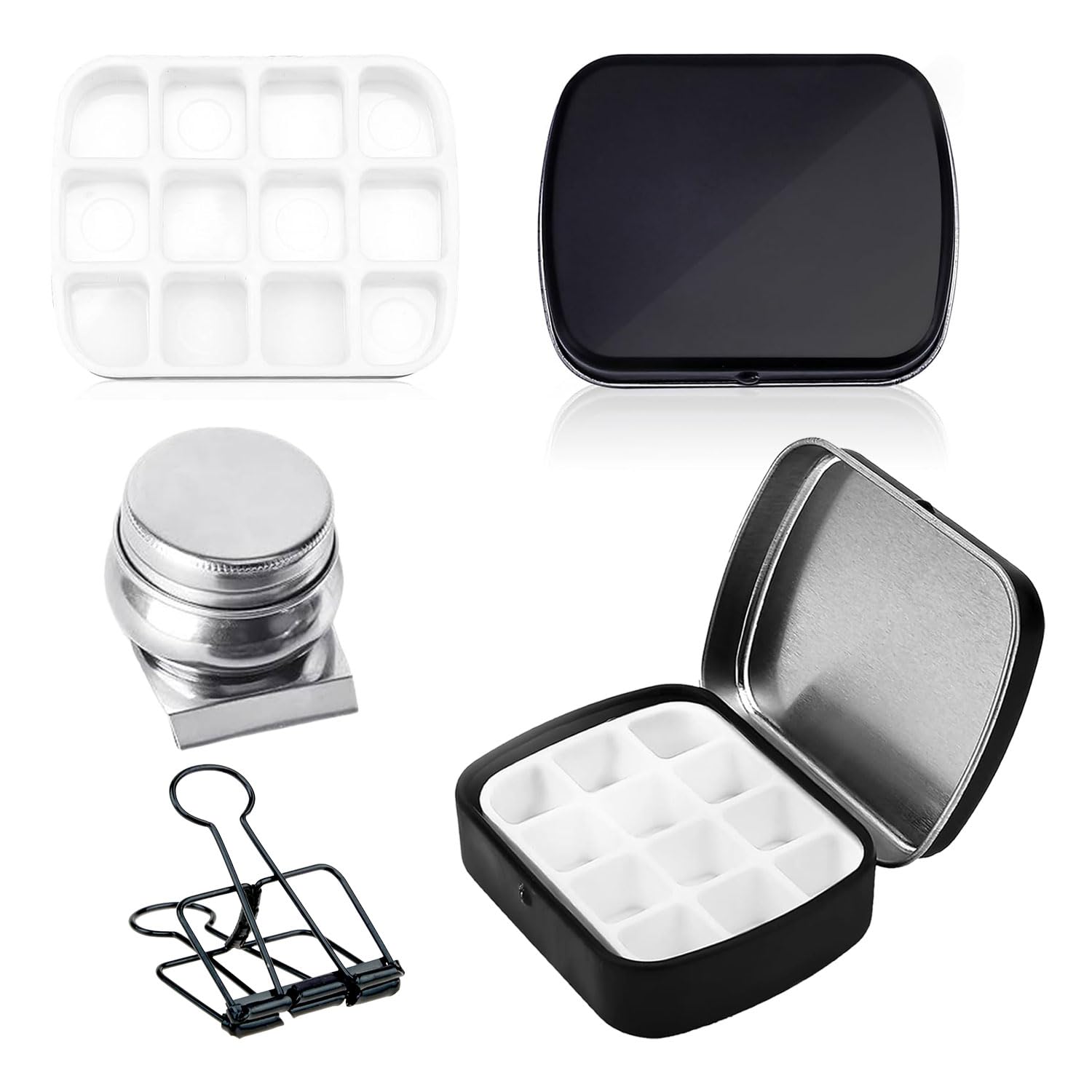 3 Piezas Paleta Acuarela Paleta Humeda Mini portátil Caja Acuarelas Paleta Vacia de 12 Espacios para Sujetar Acuarelas y Óleos para Dibujar y Pintar en Casa y en Excursiones Al Aire Libre