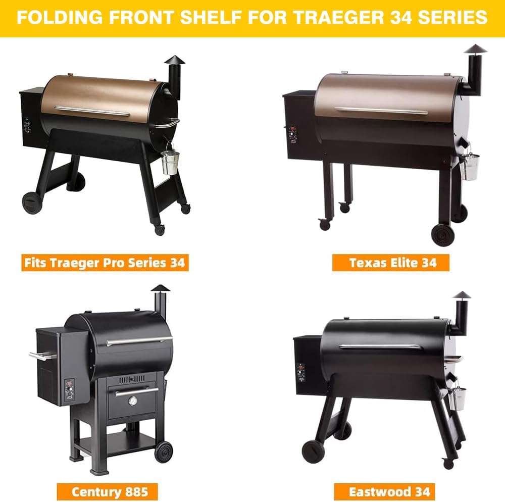 Folding Shelf for Traeger Pro 34 Series, Texas Elite 34, Century 885 and Eastwood 34 Series Pellet Grills Traeger BAC363