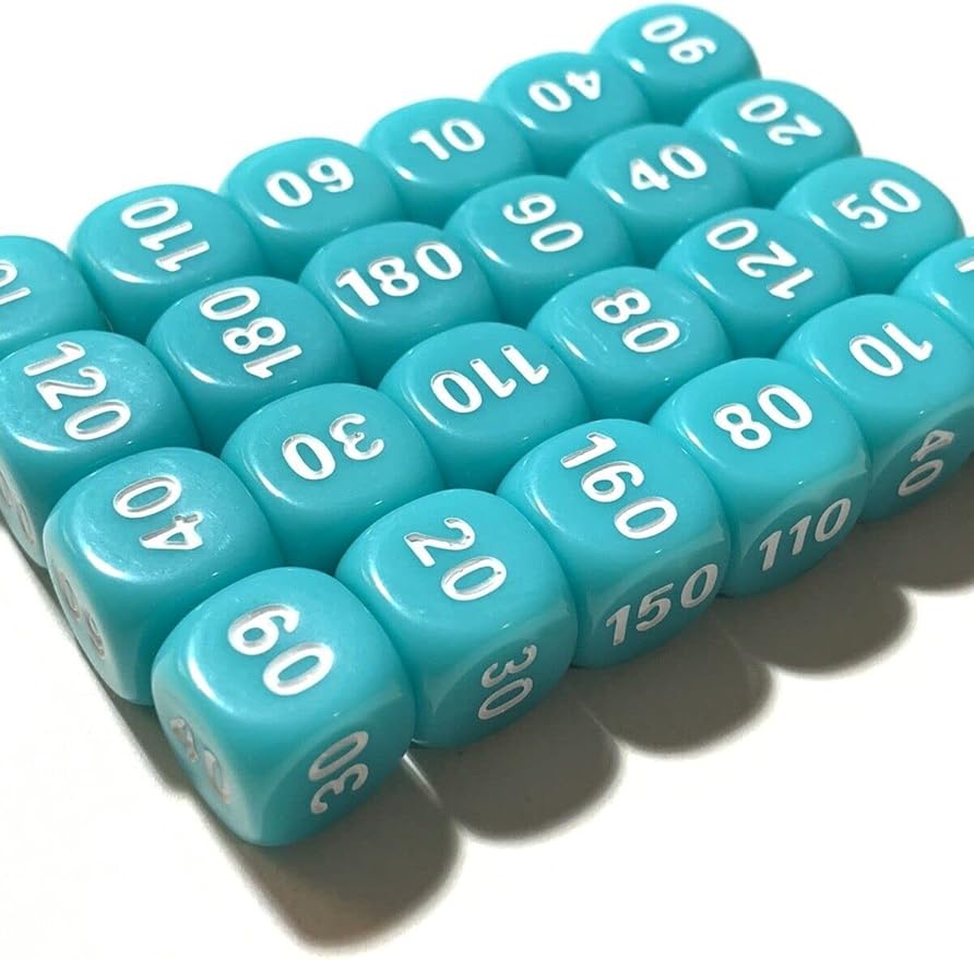 Pokemon Dice x24 Set Damage Counters Ice Blue/Teal