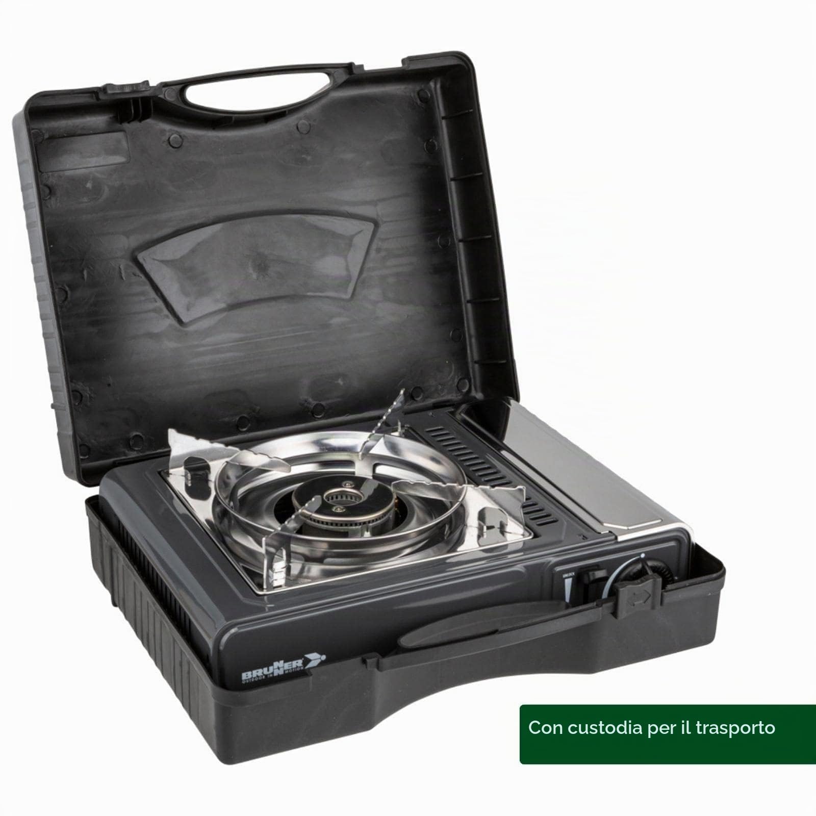 BRUNNER 0708043N Fornello con Termocoppia, Devil SD NG Potenza 2.2 Kw, 30 MBar, con Pratica Valigetta Trasporto
