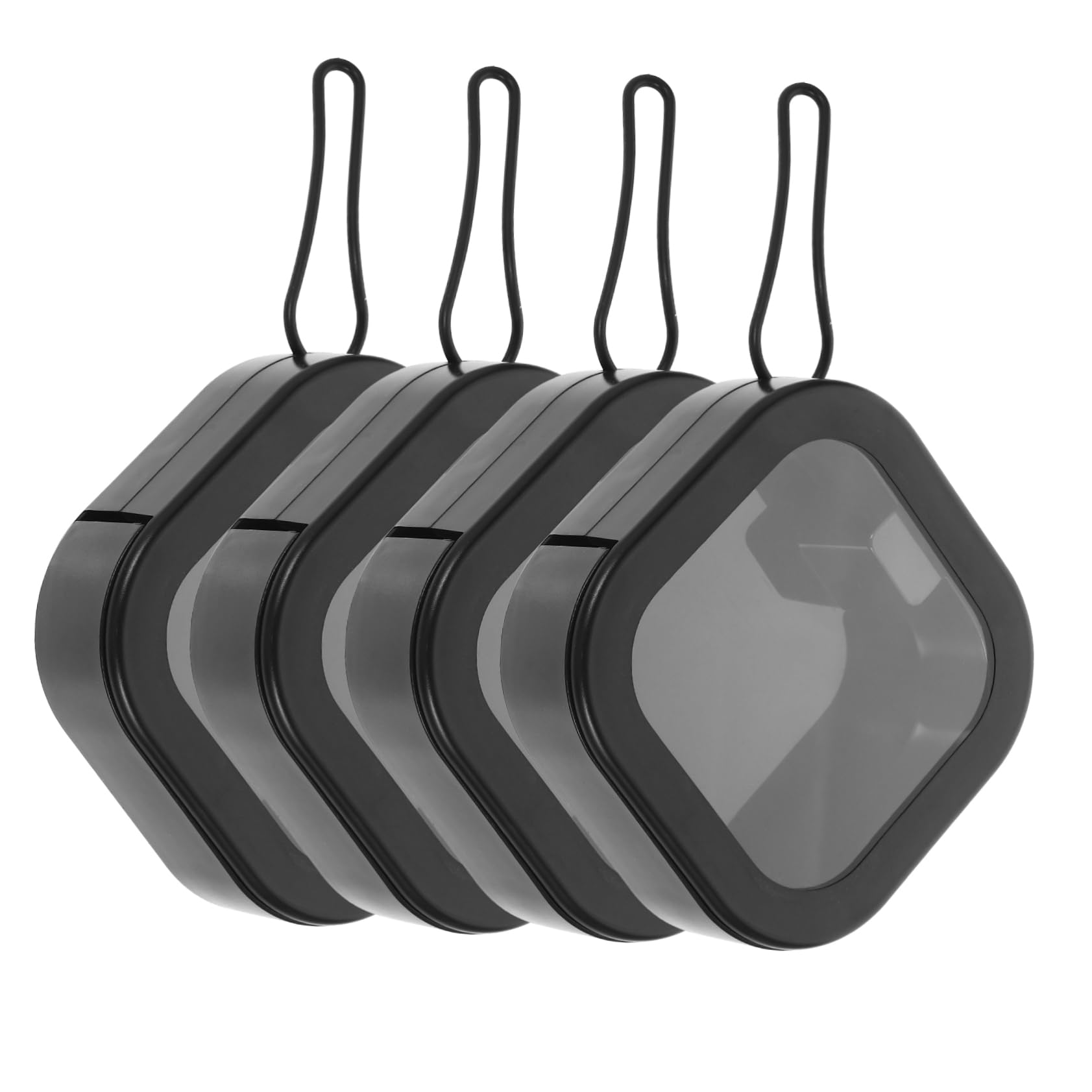 TOPBATHY 4 Stück-pack Haargummi Aufbewahrungsbox, Schwarz, Rund, Tragbar | Pp, Stabile Ausführung mit Glatten Rundkanten, mit Lanyard, für Haaraccessoires und Haarklammern