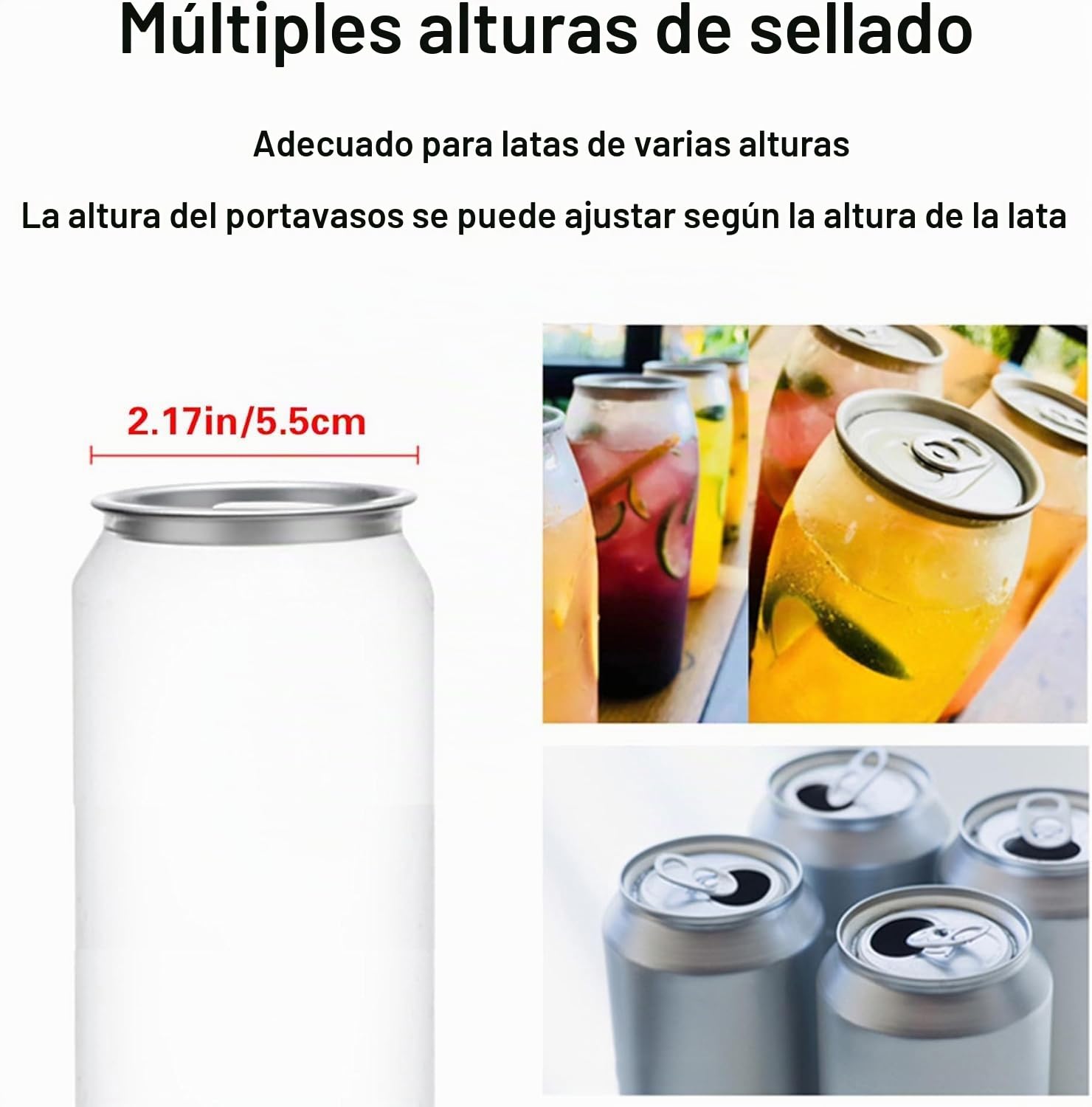 Máquina selladora automática de latas, sellador eléctrico comercial para latas de aluminio/plástico, 5,5 cm de diámetro, 11,5 cm a 17 cm de altura. Ideal para el hogar, cafetería, restaurante y