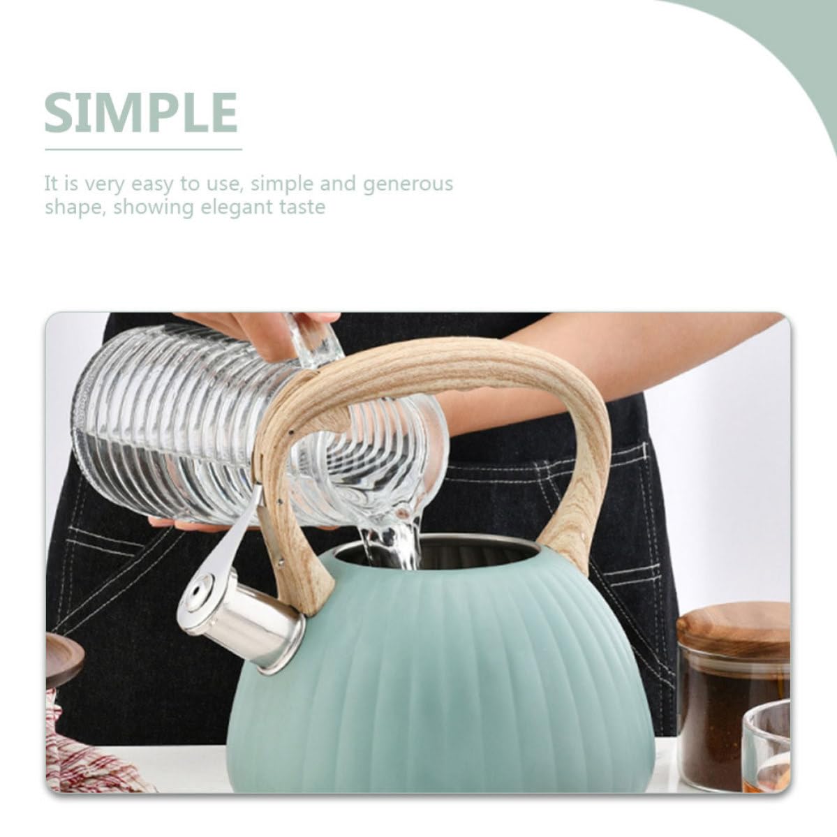Bollitore per Tè in Acciaio Inox 3,5l Manico Effetto Legno a Forma di Zucca, Fischiante, Facile da Usare e Riempire, per Bevande Calde in Casa