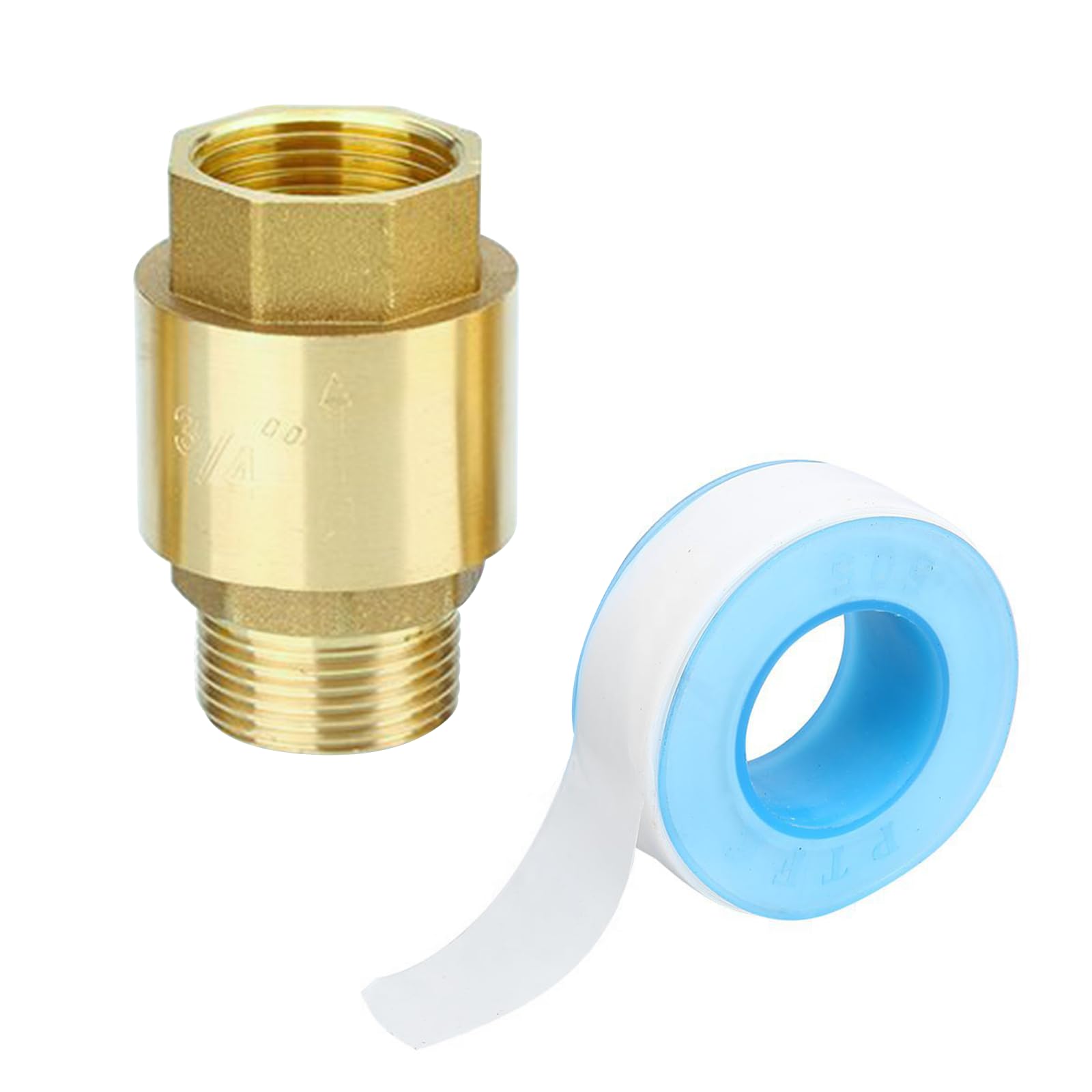 Produktbild von Rückschlagventil 3/4 Zoll Aus Messing – AG X IG Rückflussverhinderer DN20 – Für Pumpe, Waschmaschine, Garten & Heizung – Inkl. Teflonband – 1,6 MPa / 120°C
