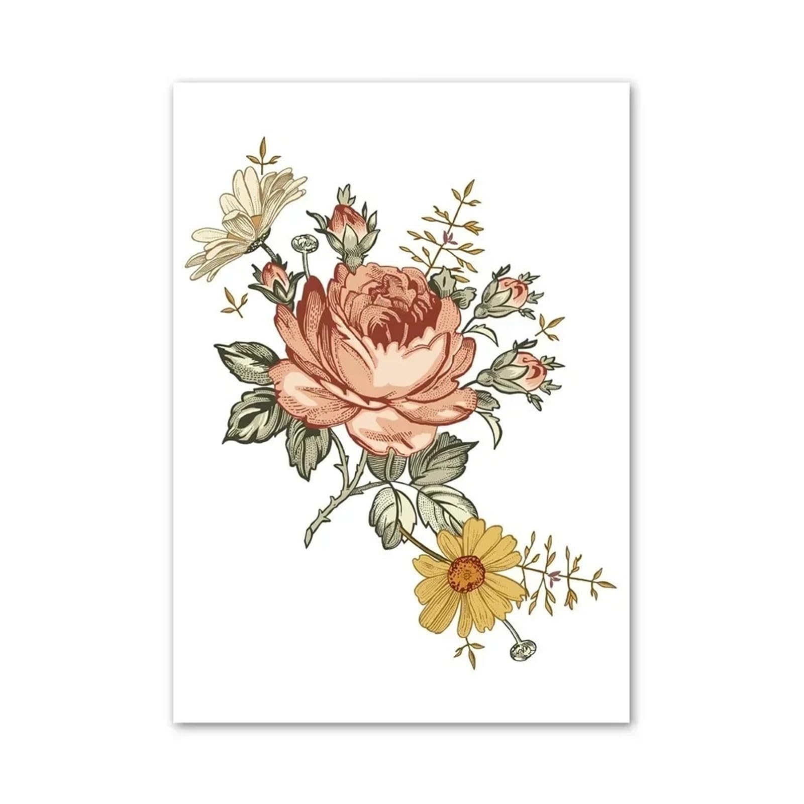 Xenite H Wall Art Canvas Prints Flowers Bear Squirrel Edgehog Elephant Shapes Nordic Posters And Prints Wall Art Canvas Painting Wall Pictures Kids Room Decor(,50X70cm)