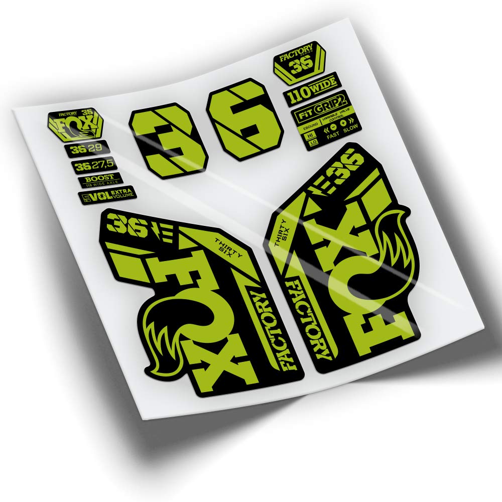Adesivi Forcella Fox 36 Factory 2021 Lime: Decalcomanie Grafiche Per Mountain Bike MTB
