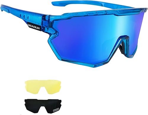Vista 50 de Gafas de sol deportivas Gafas de ciclismo Gafas polarizadas rosadas Gafas de béisbol con 3 lentes, pesca, esquí, correr, golf