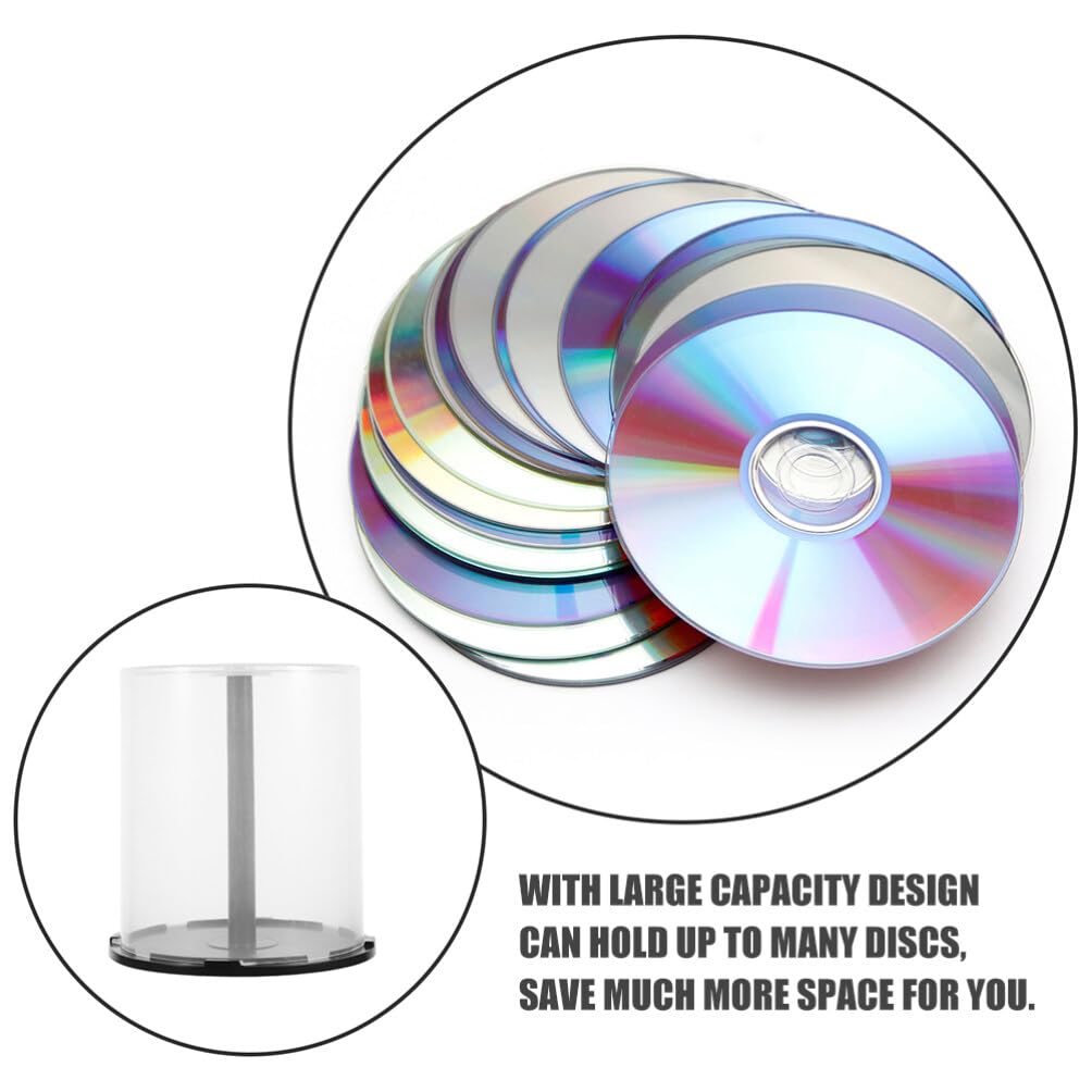 MAGICLULU 2Pcs Empty CD/DVD Case Box Compact Disc Cases with Spindle Plastic CD Storage Bucket Rack with Black Base - Image 4