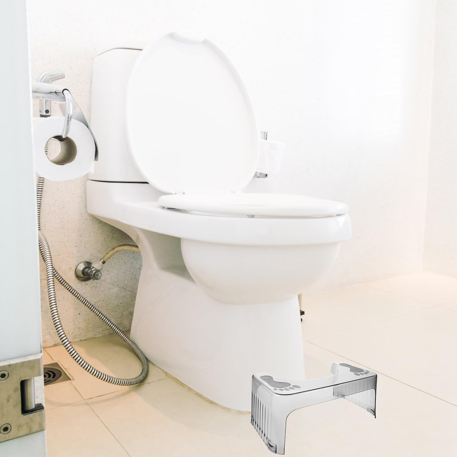 Sgabello Confortevole Antiscivolo e Bambini in per Plastica Bagno Resistente Wc per Uso Domestico