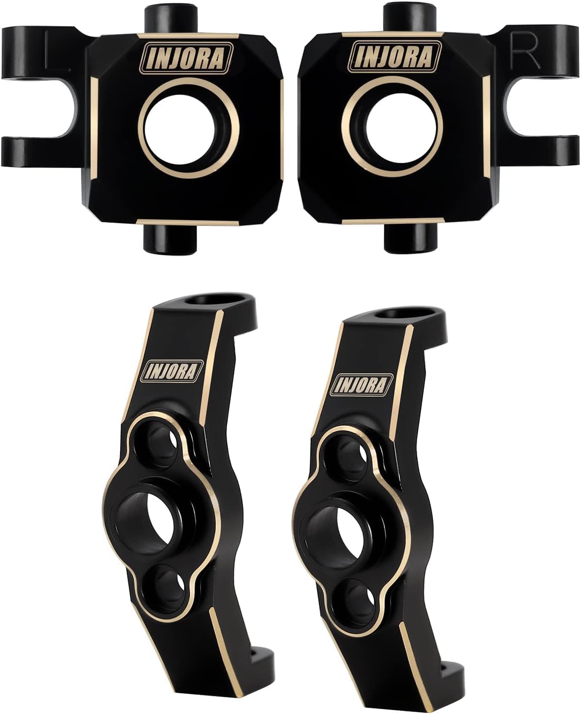 INJORA Black Brass Caster Blocks C-Hubs and Steering Blocks Knuckle kit for TRX4M 1/18 RC Crawler Upgrade Parts