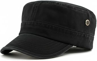 Army Cadet Cap for Men Women Military Flat Top Cap Adjustable Cotton Basic Baseball Cap